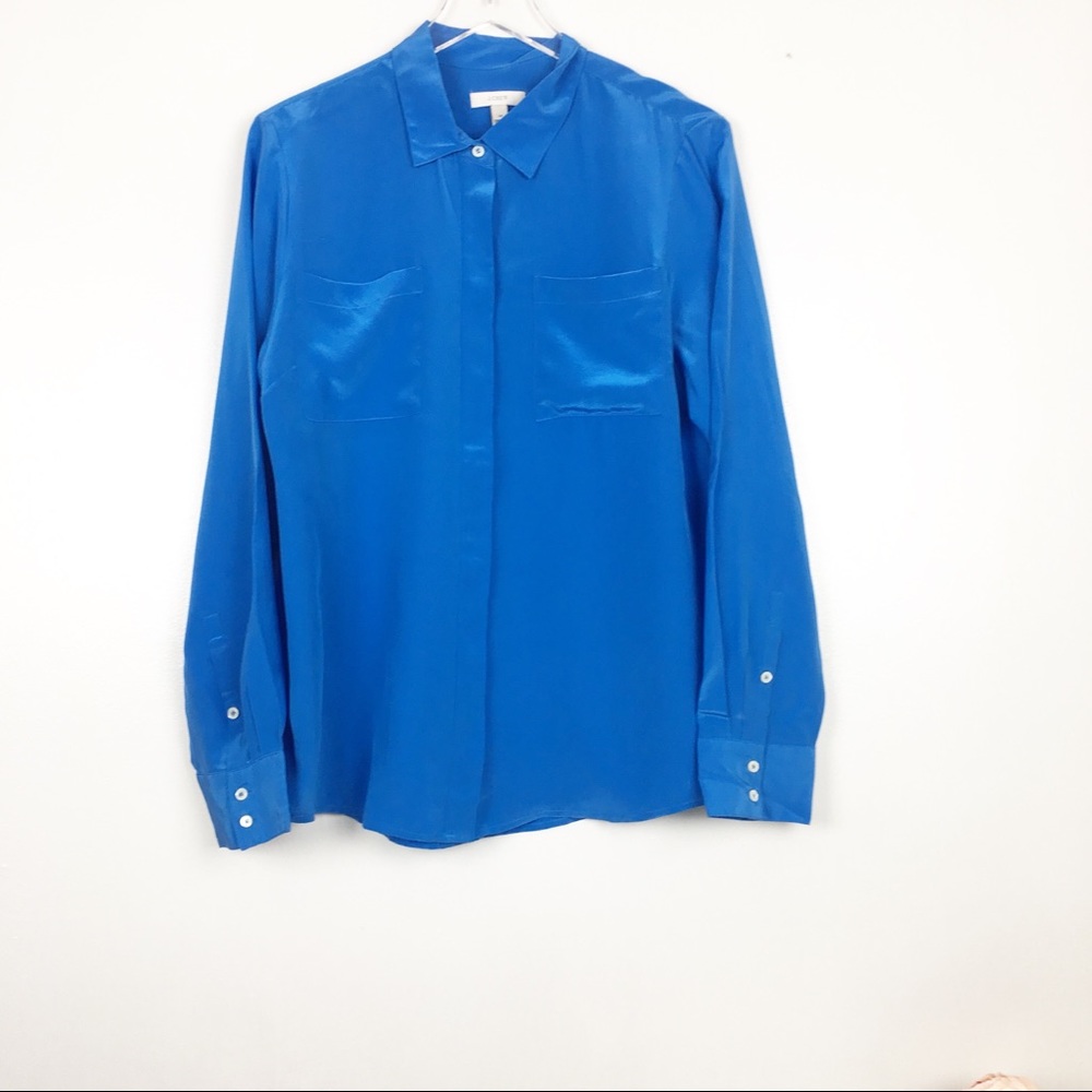 J.crew pure silk button down cobalt